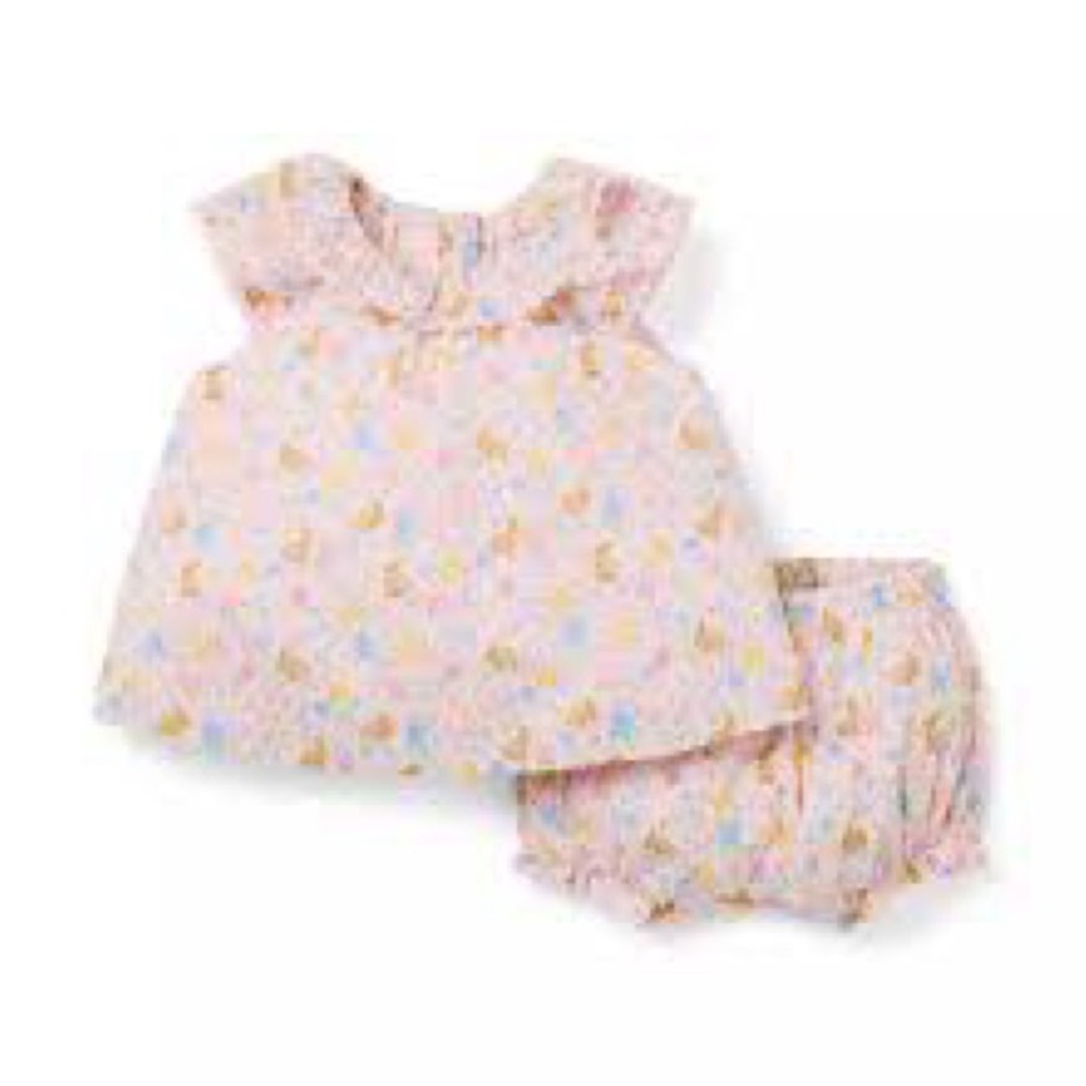 Janie and Jack Pink Bunny Floral Baby Outfit